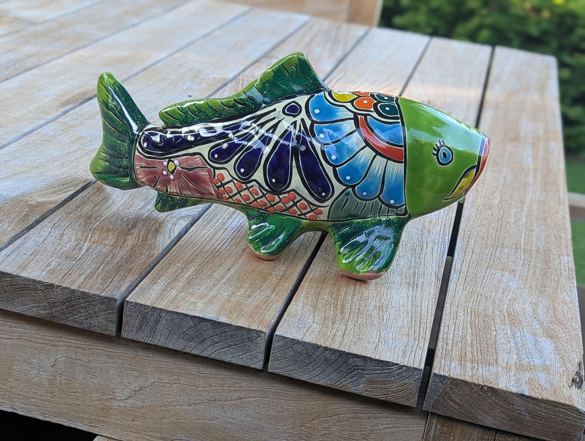Ceramic Fish Garden Sculpture | Handmade Talavera Animal  | Mexican Pottery Gift