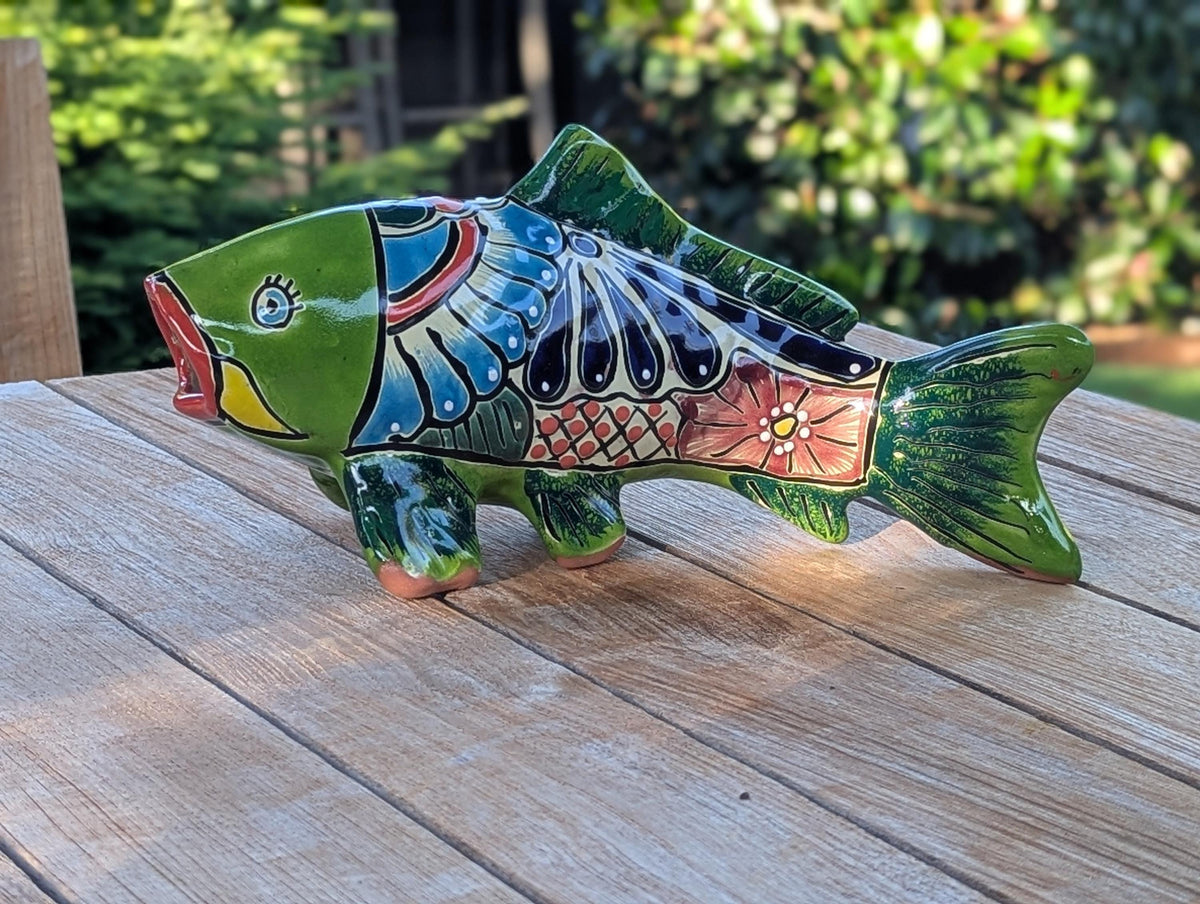 Ceramic Fish Garden Sculpture | Handmade Talavera Animal  | Mexican Pottery Gift