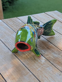 Ceramic Fish Garden Sculpture | Handmade Talavera Animal  | Mexican Pottery Gift