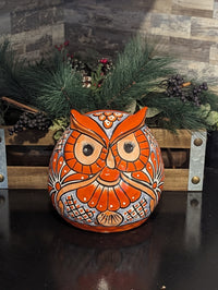Ceramic Owl Flower Pot - Handmade Talavera Pottery, Mexico Home Decor, Indoor or Outdoor Planter