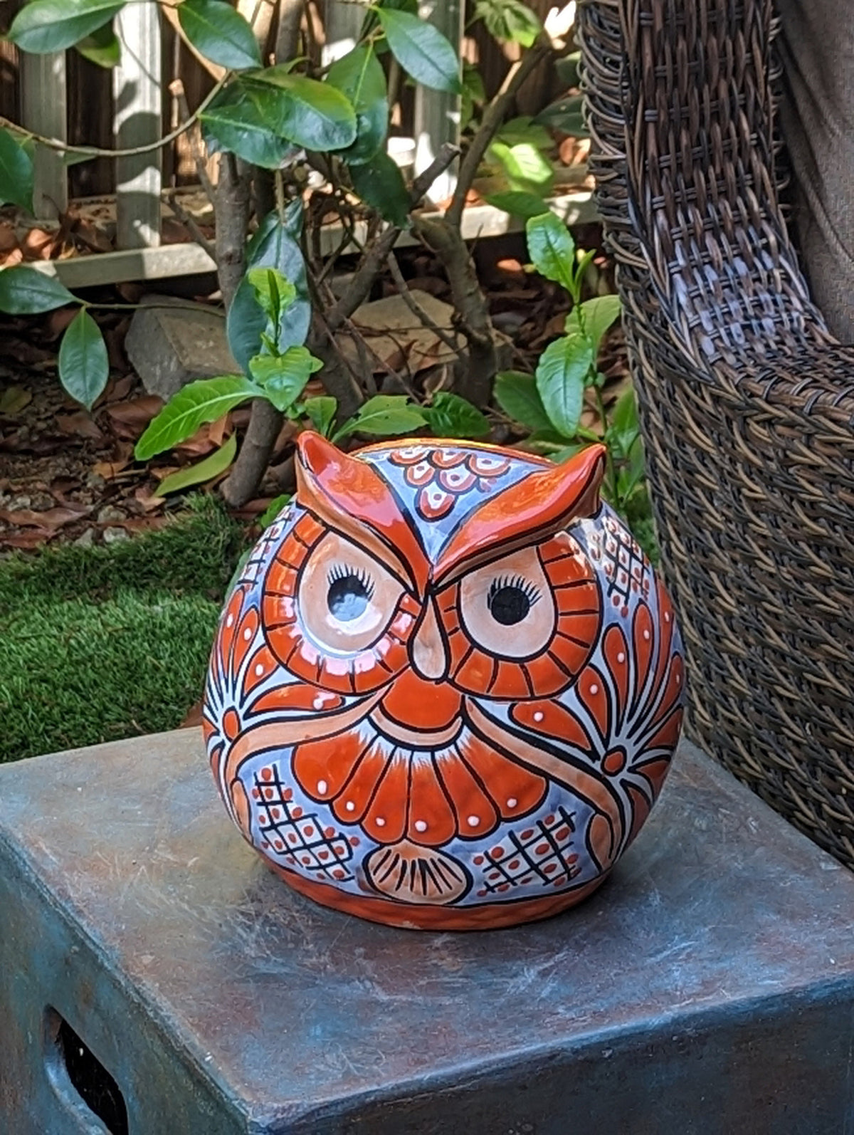 Ceramic Owl Flower Pot - Handmade Talavera Pottery, Mexico Home Decor, Indoor or Outdoor Planter
