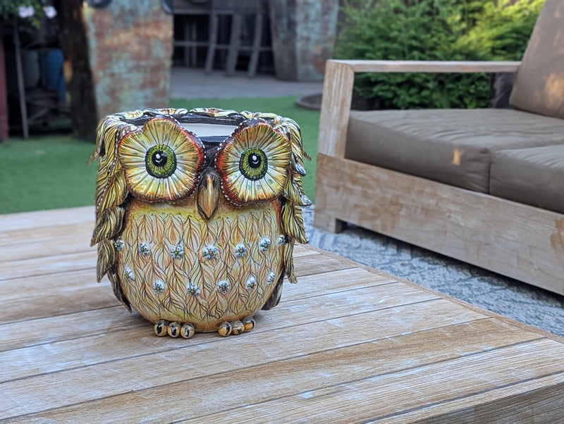 Ceramic Owl Planter | Hand Painted Animal Flower Pot  | Boho Garden Decor