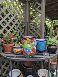 Ceramic Rooster Garden Sculpture | Handmade Talavera Animal Statue | Mexican Pottery Decor
