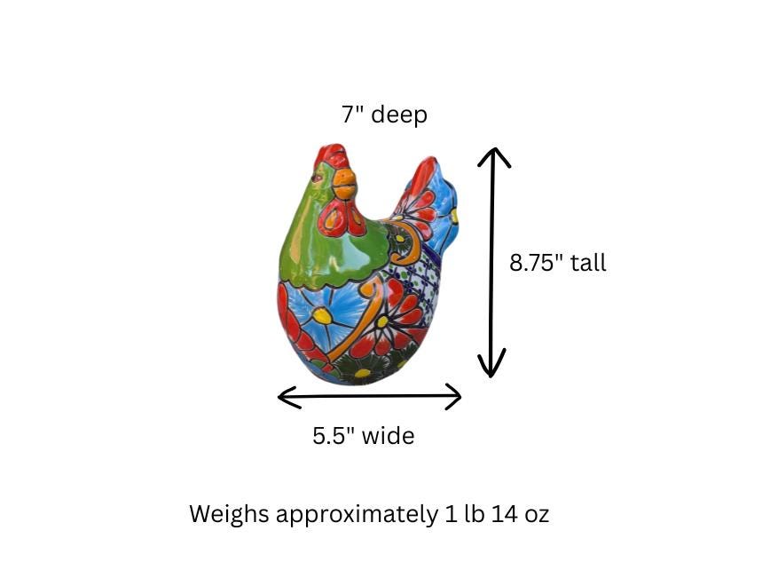 Ceramic Rooster Garden Sculpture | Handmade Talavera Animal Statue | Mexican Pottery Decor