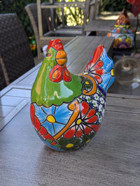 Ceramic Rooster Garden Sculpture | Handmade Talavera Animal Statue | Mexican Pottery Decor