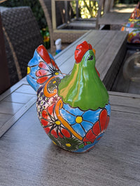 Ceramic Rooster Garden Sculpture | Handmade Talavera Animal Statue | Mexican Pottery Decor