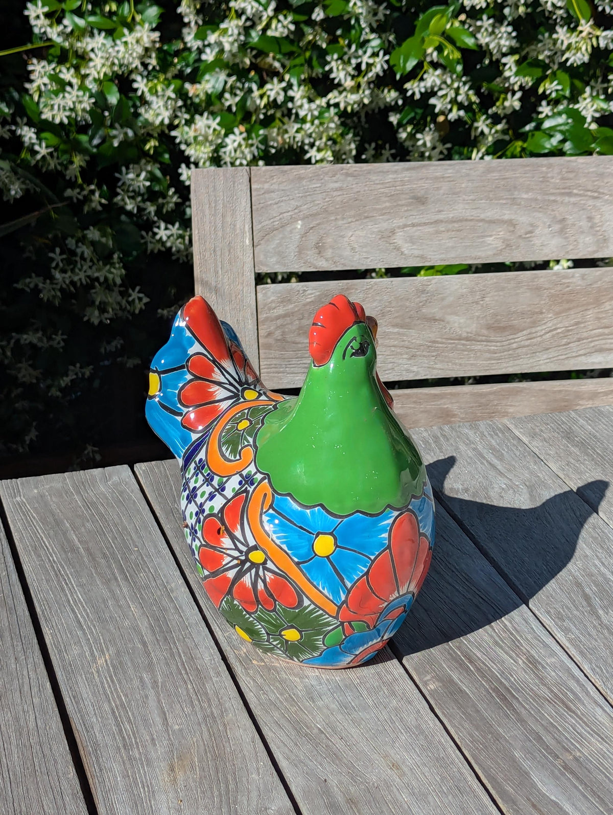 Ceramic Rooster Garden Sculpture | Handmade Talavera Animal Statue | Mexican Pottery Decor