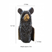 Black Bear Home Decor & Yard Art | Handmade by Chainsaw in Texas Wooden Statue for Your Kitchen Counter, Home Accent or Yard Art