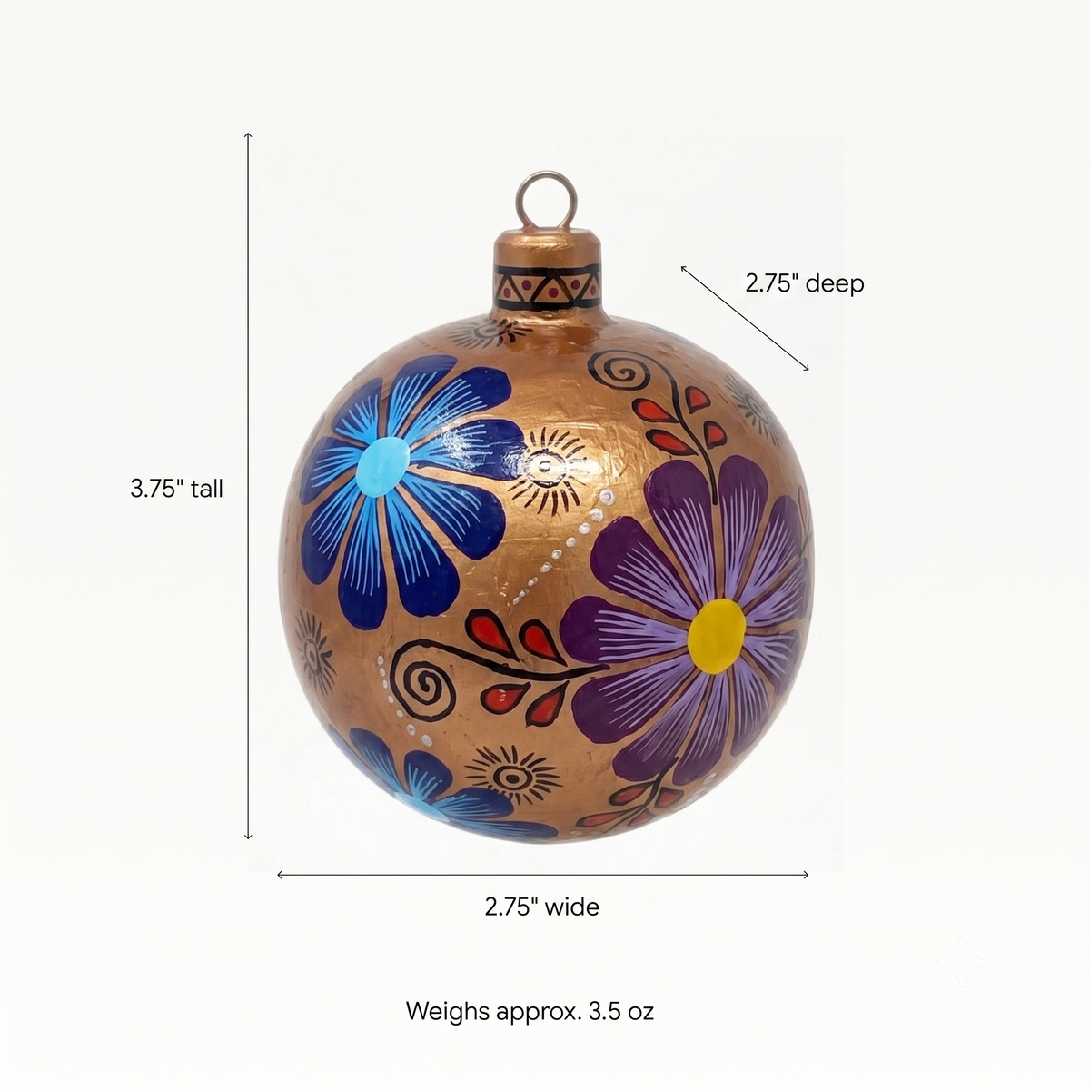 Christmas Ornaments: Unique Mexican Christmas Decor features festive patterns & bold colors, Hand Painted Wood Ornament for Christmas Tree