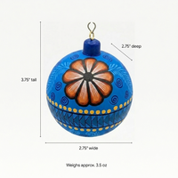 Christmas Tree Ornaments, Hand Painted Wood Ornament for Christmas Tree is Mexican Christmas Decor of festive holiday patterns & bold colors