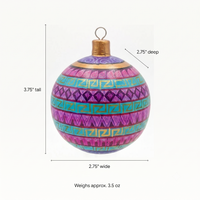 Christmas Tree Ornaments, Hand Painted Wood Ornament for Christmas Tree is Mexican Christmas Decor of festive holiday patterns & bold colors