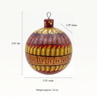 Christmas Tree Ornaments, Hand Painted Wood Ornament for Christmas Tree is Mexican Christmas Decor of festive holiday patterns & bold colors