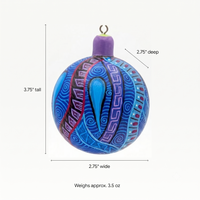 Christmas Tree Ornaments, Hand Painted Wood Ornament for Christmas Tree is Mexican Christmas Decor of festive holiday patterns & bold colors