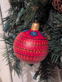 Christmas Tree Ornament #24 is Hand-Painted Mexican Bulb & Festive Holiday Decor