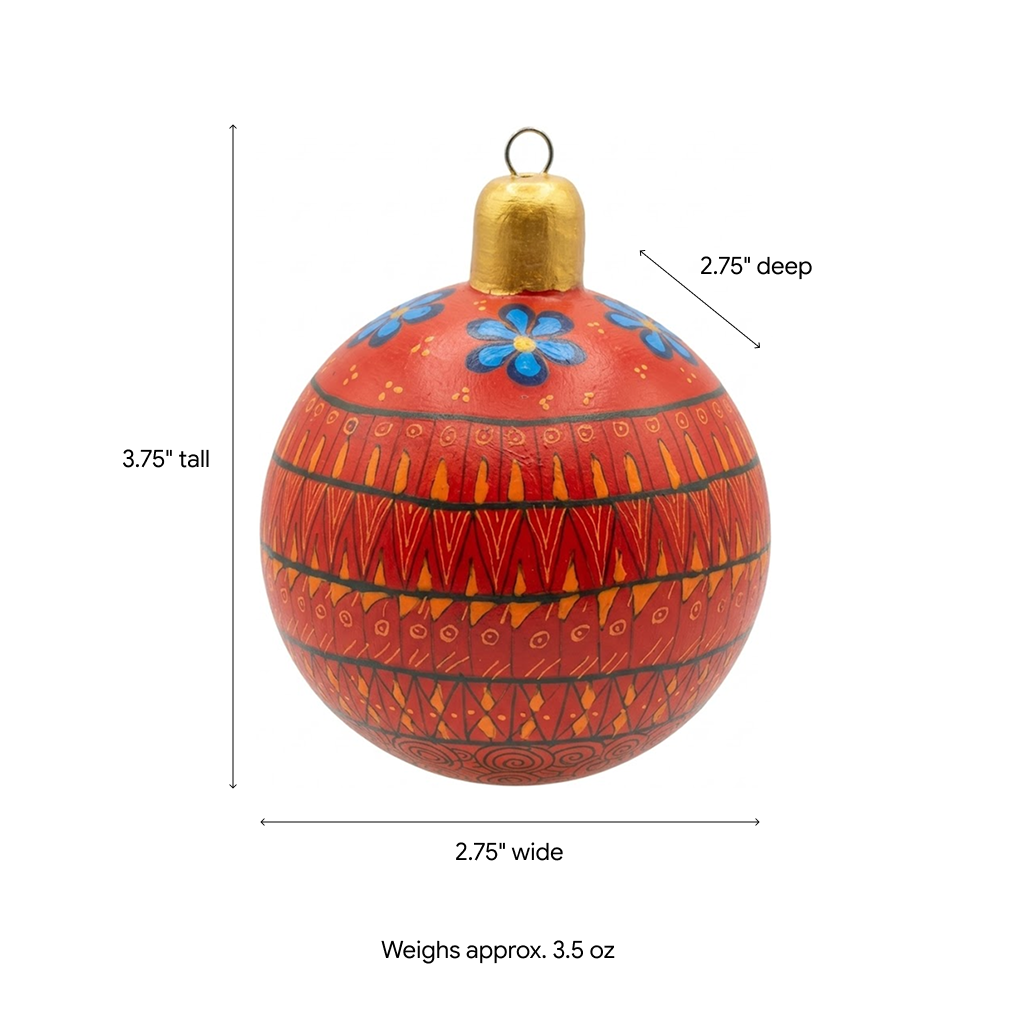 Christmas Tree Ornament #24 is Hand-Painted Mexican Bulb & Festive Holiday Decor
