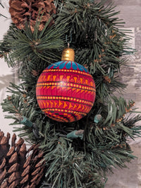Christmas Tree Ornament #25 is Hand-Painted Mexican Bulb & Festive Holiday Decor