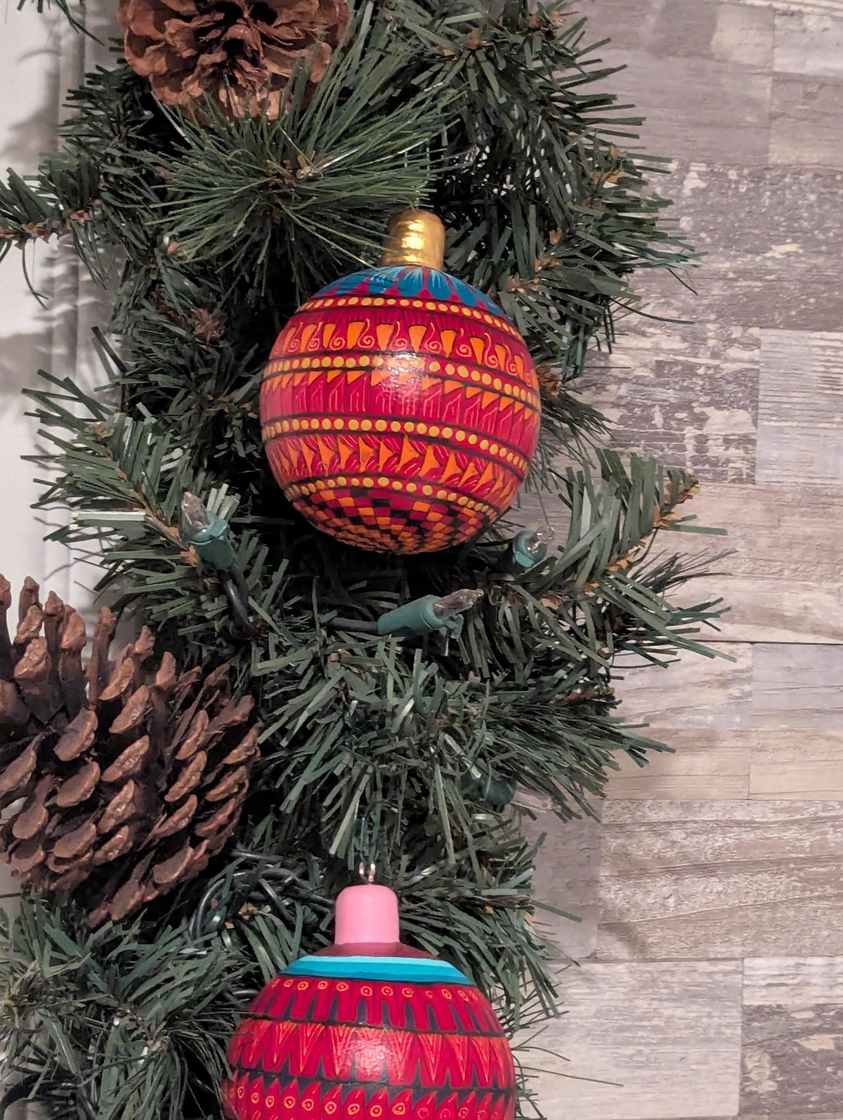 Christmas Tree Ornament #25 is Hand-Painted Mexican Bulb & Festive Holiday Decor