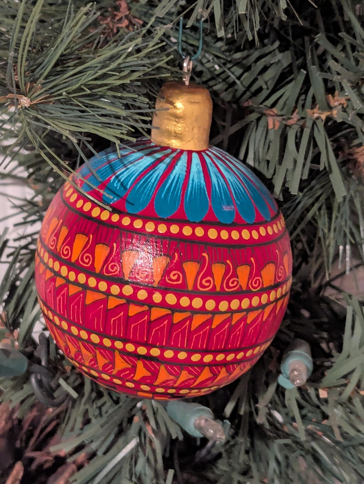 Christmas Tree Ornament #25 is Hand-Painted Mexican Bulb & Festive Holiday Decor