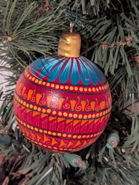 Christmas Tree Ornament #25 is Hand-Painted Mexican Bulb & Festive Holiday Decor