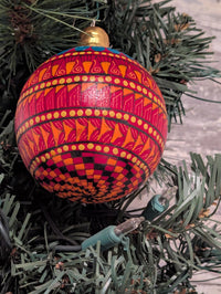 Christmas Tree Ornament #25 is Hand-Painted Mexican Bulb & Festive Holiday Decor