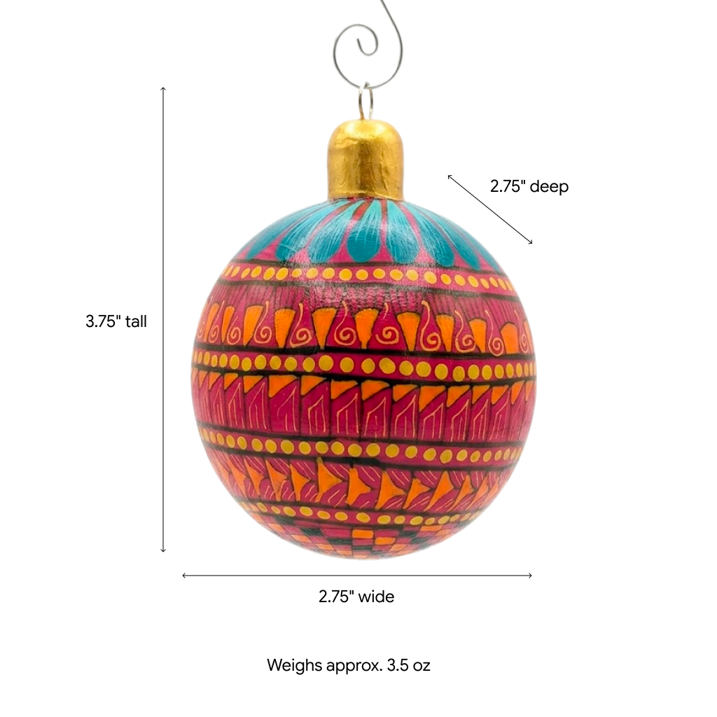 Christmas Tree Ornament #25 is Hand-Painted Mexican Bulb & Festive Holiday Decor