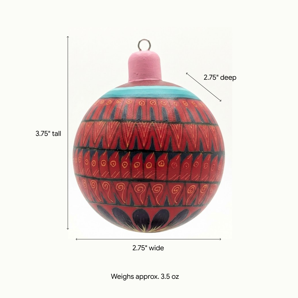 Christmas Tree Ornament #26 is Hand-Painted Mexican Bulb & Festive Holiday Decor