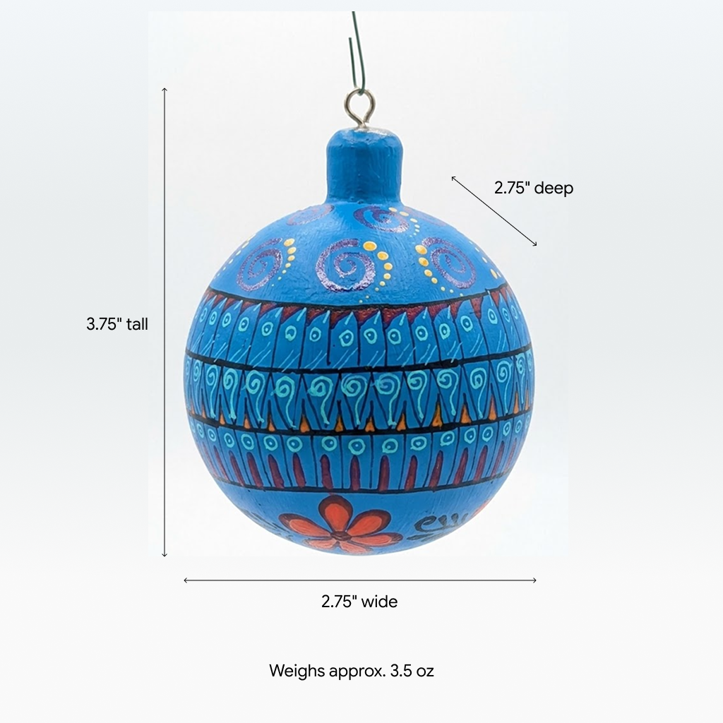 Christmas Tree Ornament #27 is Hand-Painted Mexican Bulb & Festive Holiday Decor