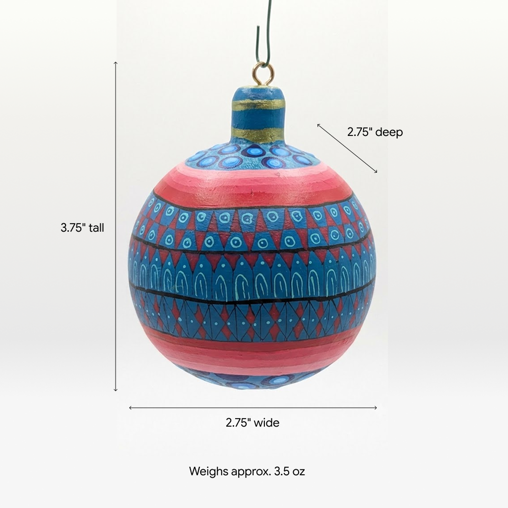 Christmas Tree Ornament #30 is Hand-Painted Mexican Bulb & Festive Holiday Decor