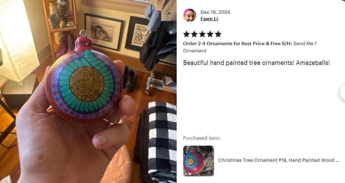 Christmas Tree Ornament #32 is Hand-Painted Mexican Bulb & Festive Holiday Decor