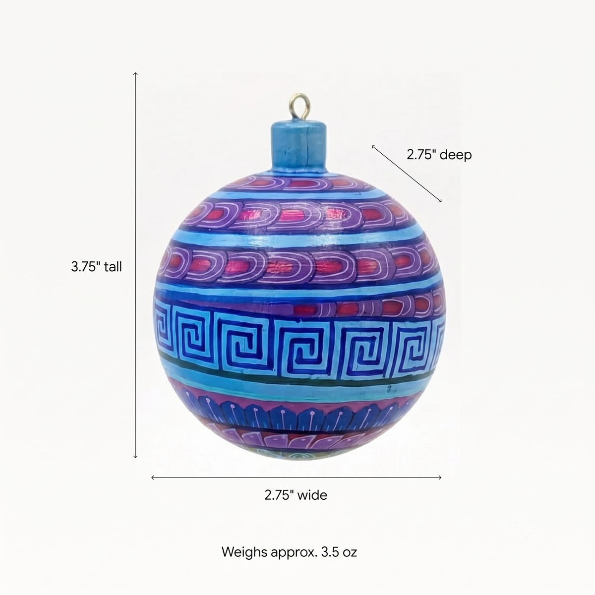 Christmas Ornaments: Unique Mexican Christmas Decor features festive patterns & bold colors, Hand Painted Wood Ornament for Christmas Tree