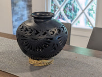 Decorative Centerpiece or Stunning Dried Flower Vase | Black Pottery Home Decor Handmade Mexican Pottery of San Bartolo, Oaxaca Indoor Decor