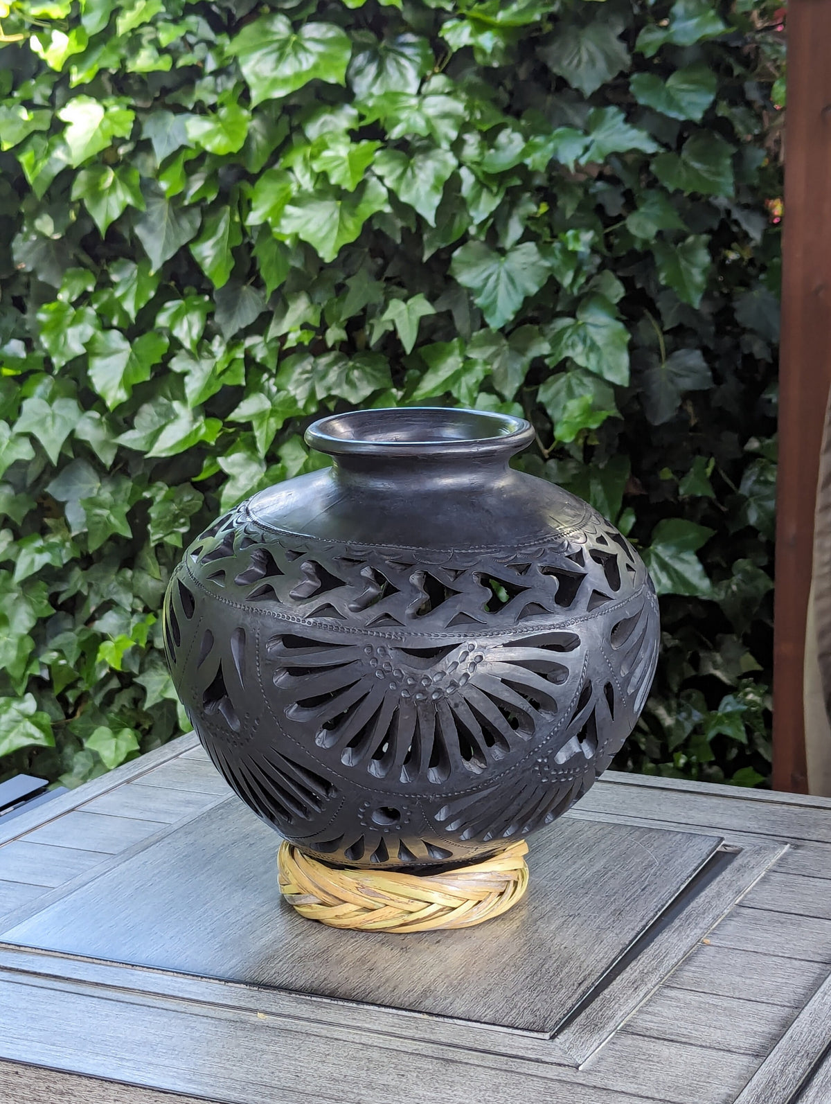 Decorative Centerpiece or Stunning Dried Flower Vase | Black Pottery Home Decor Handmade Mexican Pottery of San Bartolo, Oaxaca Indoor Decor