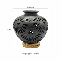 Decorative Centerpiece or Stunning Dried Flower Vase | Black Pottery Home Decor Handmade Mexican Pottery of San Bartolo, Oaxaca Indoor Decor