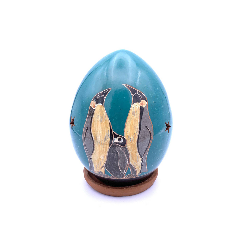 Emperor Penguin Family Luminary Home Decor, Ceramic Housewarming Gift for Her