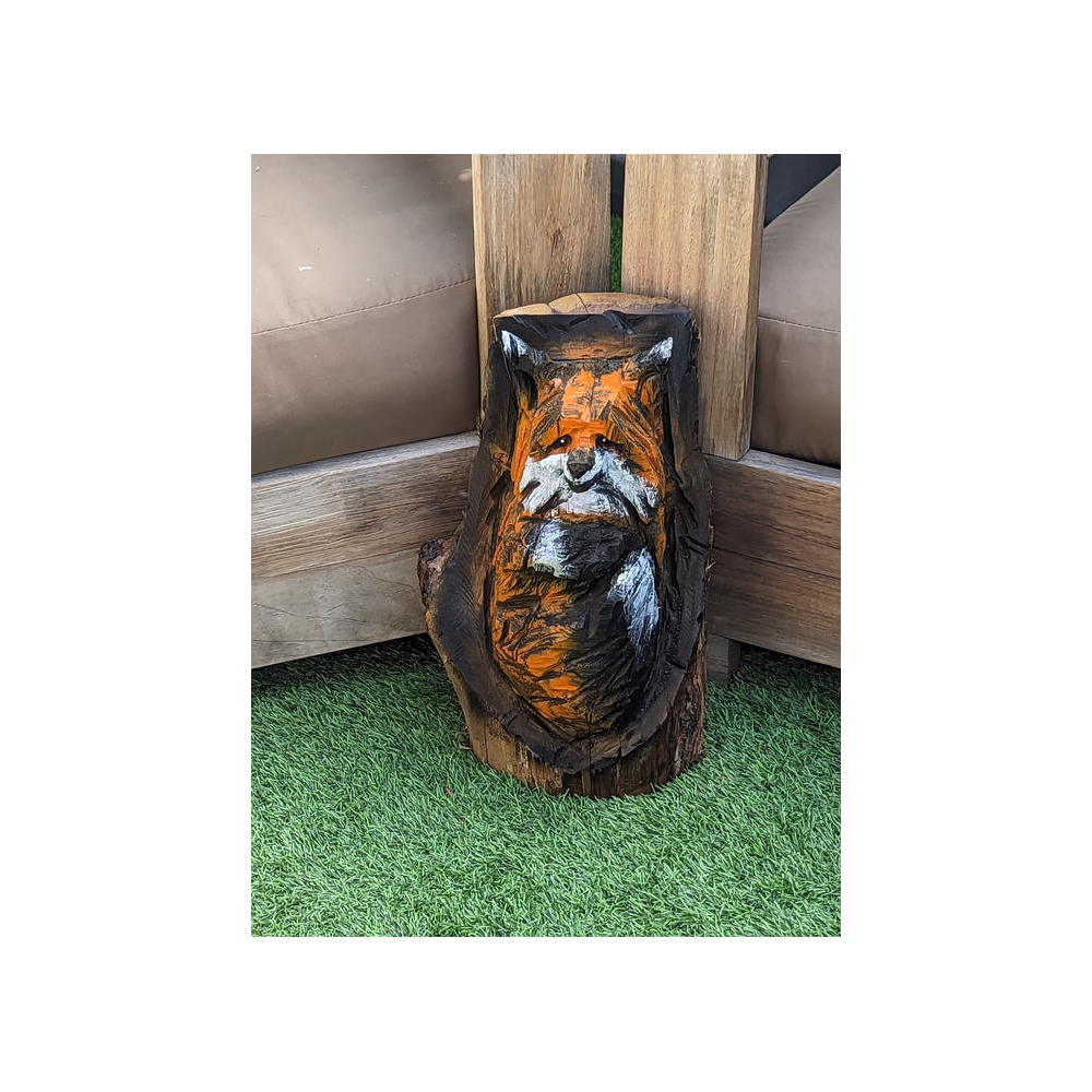 Friendly Fox Yard Art & Home Decor | Enjoy this Finely-crafted Outdoor Companion | Wooden Art Chainsaw Carving