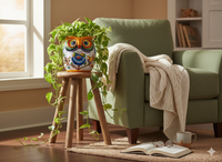 Gorgeous 14 inch Owl Flower Pot Ceramic Planter, Handmade Talavera Pottery is Outdoor Garden Decor or Indoor Home Decor, Unique Gift for Birders