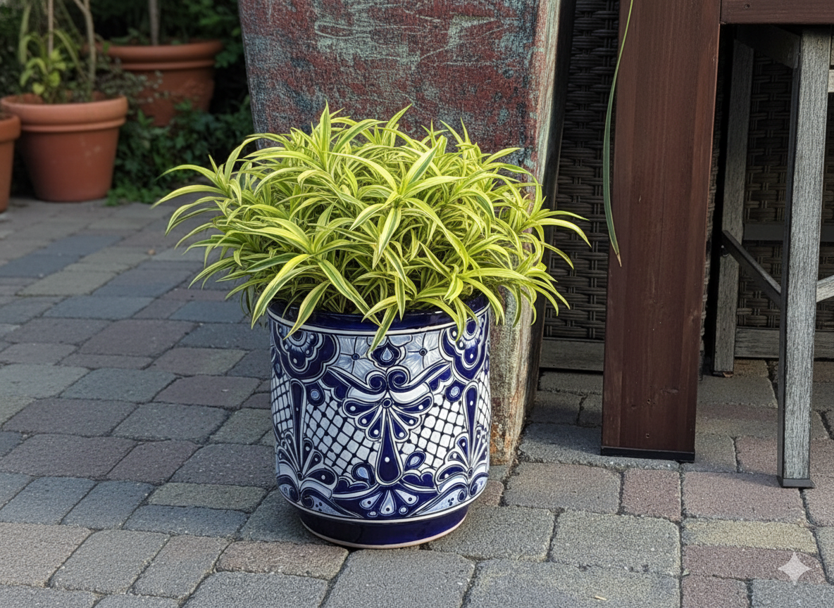 14" Tall Round Flower Pot Colorful Talavera Ceramic Planter is Handmade Mexican Pottery, Garden and Home Decor or Housewarming Gift