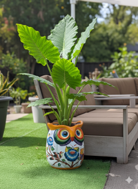 Gorgeous 14 inch Owl Flower Pot Ceramic Planter, Handmade Talavera Pottery is Outdoor Garden Decor or Indoor Home Decor, Unique Gift for Birders