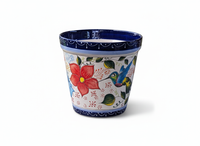 Hummingbird Flower Pot is a Round Ceramic Planter Handmade in Mexico for Outdoor Garden Decor, or Indoor Home Decor, 4 sizes
