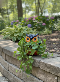 Sunflower Owl Mexican Flower Pot | Ceramic Talavera Pottery Works Indoor or Outdoor as Home Decor or Garden Decor