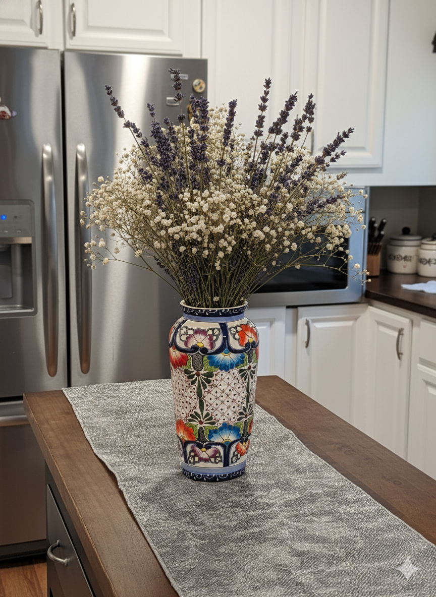 Ceramic Talavera Vase is Exquisite Handmade Mexican Pottery | Decorative Floral Vase is Gorgeous Home Decor