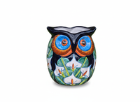 Gorgeous 14" Owl Flower Pot, Ceramic Planter is Handmade Talavera Pottery for Outdoor Garden Decor, Unique Housewarming Gift