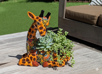 Talavera Giraffe Flower Pot for Indoor Decor or Yard Art Decorations, Planter Pot is Handmade Mexican Pottery, Turkey Lover Gift