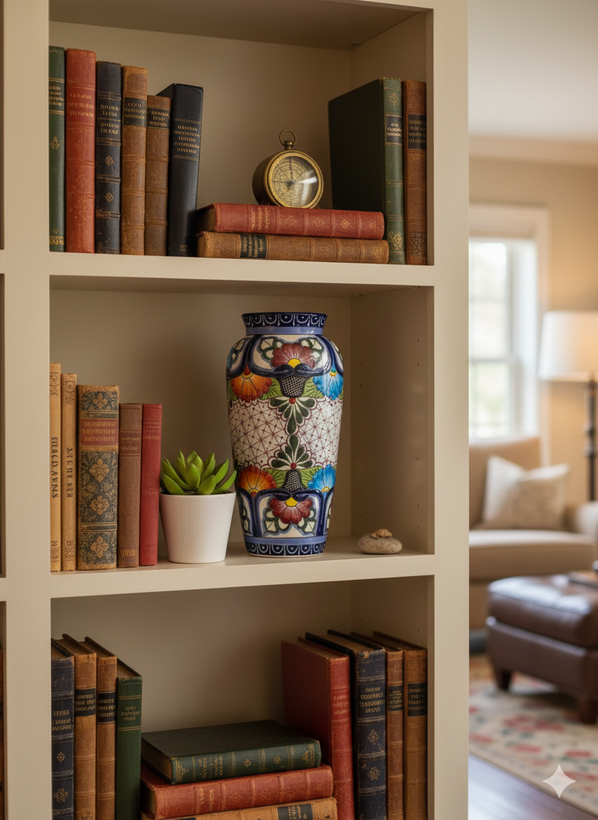 Ceramic Talavera Vase is Exquisite Handmade Mexican Pottery | Decorative Flower Vase is Gorgeous Centerpiece for Home Decor or Yard Decor