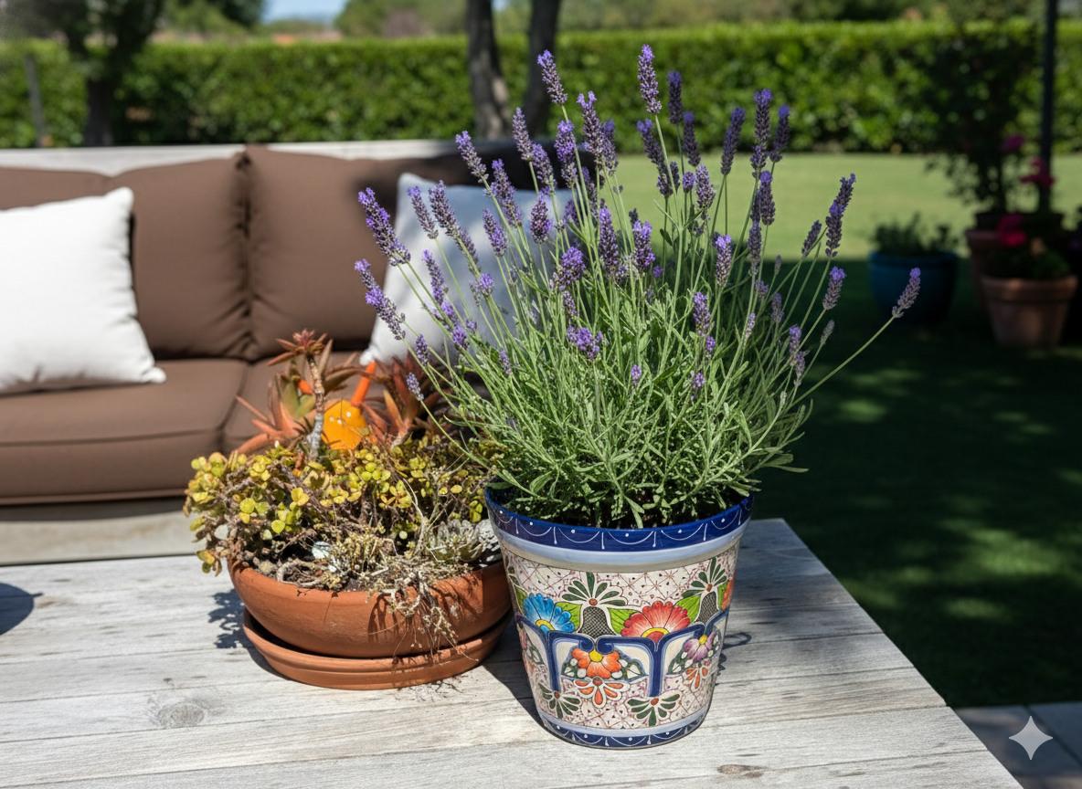 10.5" Round Ceramic Planter is Exquisite Handmade Mexican Pottery - Use as Outdoor Garden Decor, Indoor Home Decor, Flower Pot Centerpiece