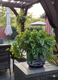 14" Tall Round Flower Pot Colorful Talavera Ceramic Planter is Handmade Mexican Pottery, Garden and Home Decor or Housewarming Gift