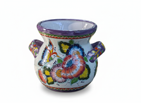 Hummingbirds Flower Pot 10.5" Round Talavera Ceramic Planter is Handmade Pottery for Outdoor Garden Decor or Indoor Home Decor