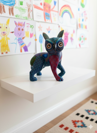 Fusion Owl Alebrije Figurine, Handmade Home Decor, Folk Art from Oaxaca Mexico, Original Wood Sculpture, Unique Fusion Statue Gift