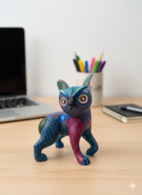 Fusion Owl Alebrije Figurine, Handmade Home Decor, Folk Art from Oaxaca Mexico, Original Wood Sculpture, Unique Fusion Statue Gift