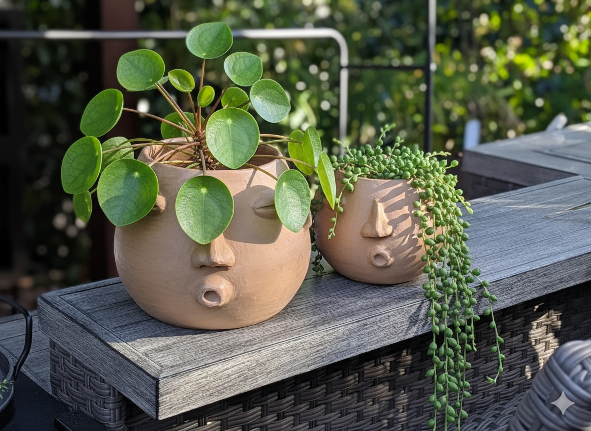 Whistler Face Planter Pot is Handmade in Atzompa, Mexico | Unique Plant Pot is Outdoor Garden Decor or Indoor Home Decor | Mexican Art